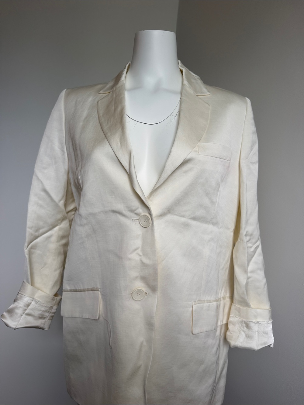 Zara Ivory Single-Button Relaxed Blazer